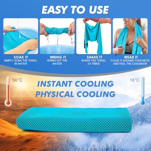 CSITE Cooling Towels for Neck and Face - 4 Pack 47x12 Inch Ice Cold Microfiber Towels, Soft & Breathable Cooling Towel for Hot Weather, Sports, Yoga, Workout, Running, Golf, Camping - color: Rose Red/Green/Light Gray/Lake Blue
