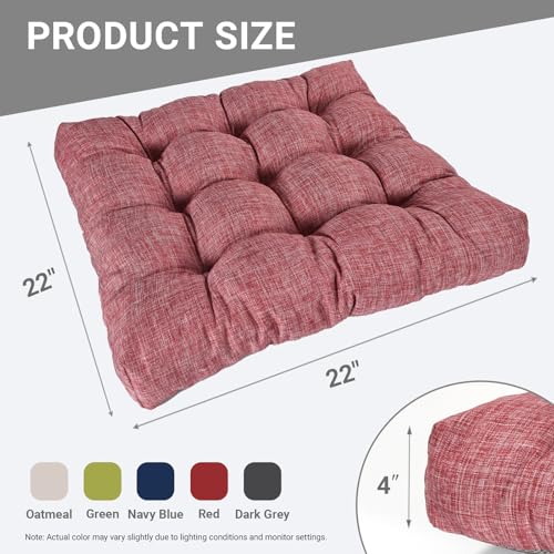 Large Square Floor Cushion Set of 2, 22 x 22 Inch with Non-Slip Bottom, Memory Foam Floor Pillow for Sitting, Meditation & Yoga, Soft Supportive Floor Seating Cushion for Adults & Kids (2, Red) - color: Red