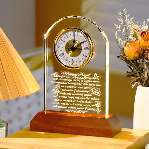 Ornalrist Wedding Gifts for Couples 2026 Crystal Clock Marriage Prayer Gift - color: Marriage Prayer