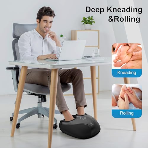 COMFIER Shiatsu Feet Massager Machine,Birthday Gifts for Men&Women,Foot Massager with Heat,Kneading Rolling Compression for Plantar Fasciitis,Neuropathy Fits up to Men Size 12, for Home Office Use - color: ‌ebony‌