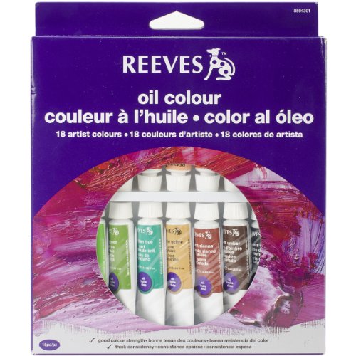 Reeves 18-Pack Oil Color Tube Set, 10ml - size: 18 Tubes, style: Oil Colour