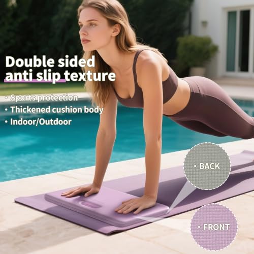 PAIDU Yoga Knee Pad 1" Thick, Foldable for Home Gym | knee pad for pain-free knees, elbows, wrists & back, foldable for home gym, pilates, plank and abdominal training - color: Purple + Warm Grey
