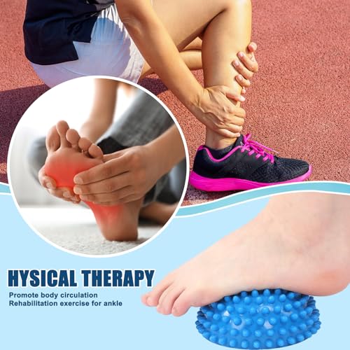Threlaco 2 Pcs Half Round Massage Ball for Feet Blue Spiky Massage Ball for Adults Sports, Stability Training, Muscle Balancing Therapy, Yoga Gymnastics Exercise - color: Blue