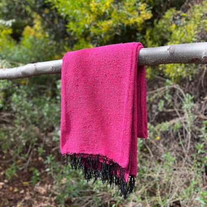Open Road Goods Solid Color Mexican Yoga Blanket – Large Handwoven Throw for Yoga, Beach, Camping or Home – Soft and Durable Cotton Blend - color: Hot Pink