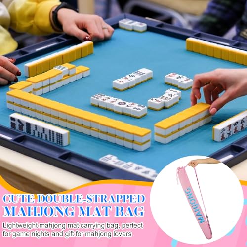 34 Inch Mahjong Mat Bag Storage Holder,Pink,Cute - color: Pink, style: Cute
