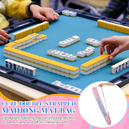 34 Inch Mahjong Mat Bag Storage Holder,Pink,Cute - color: Pink, style: Cute