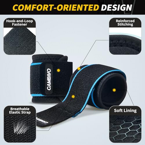 CAMBIVO 2 Pack Wrist Brace for Carpal Tunnel with wraps, Black-Blue - color: Black-Blue
