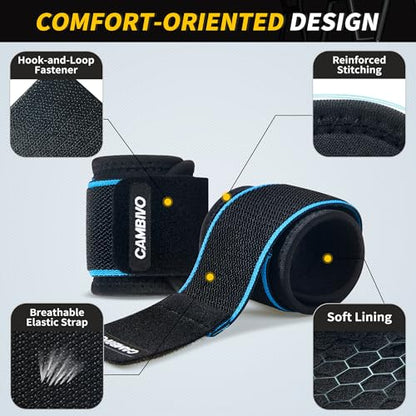 CAMBIVO 2 Pack Wrist Brace for Carpal Tunnel with wraps, Black-Blue - color: Black-Blue