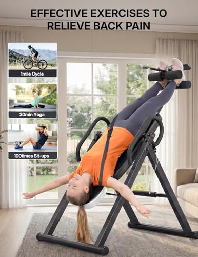 YOLEO Gravity Inversion Table for Back Pain Relief 2026 New Inversion Table | w/Lumbar Support, Easy to Assemble, Back Stretcher Machine 300 lbs - color: Black