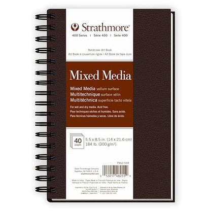 Strathmore 400 Series Mixed Media Paper Art Book, White, 5.5x8.5 in | Great for arts, crafts, displays, presentations and classroom projects - size: 5.5x8.5 inch, style: Side Wire