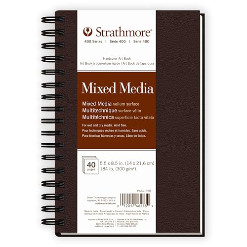 Strathmore 400 Series Mixed Media Paper Art Book, White, 5.5x8.5 in | Great for arts, crafts, displays, presentations and classroom projects - size: 5.5x8.5 inch, style: Side Wire