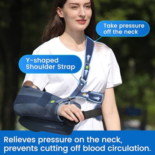 Velpeau Shoulder Abduction Sling with Two Removable Pillows, Shoulder Immobilizer Strap for Sleeping, Rotator Cuff Surgery, Medical Sling for Women & Men, Fits Left & Right Arm (M, Bust 32"-41″) - size: Medium
