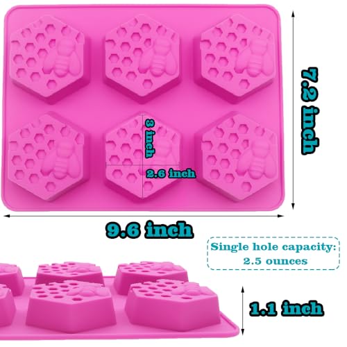 Sakolla 2 Pack Honeycomb Silicone Soap Molds, 6 Cavity Hexagon Bee Silicone Molds for Soap, Lotion Bars, Wax Melts, Beeswax (Purple) - color: Honeycomb/Purple