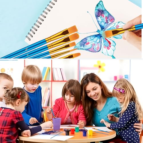 Paint Brushes, Paint Brush Set for Acrylic Painting, 20 Pcs Solid Wood Handel Oil Watercolor Paintbrushes with Nylon Hair Brushes for All Purpose Painting Artist Professional Kits, Blue