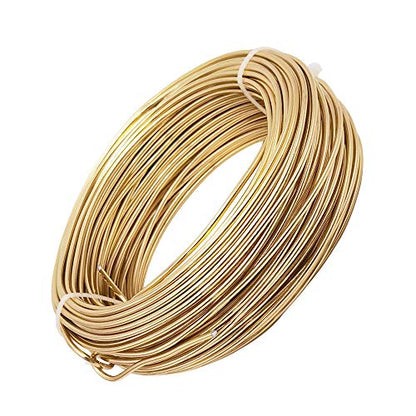INSPIRELLE 12 Gauge KC Gold Aluminum Craft Wire Bendable Metal Wire | 98 Feet for Jewelry Craft Making - color: KC Gold, size: 12 Guage (2.0mm)
