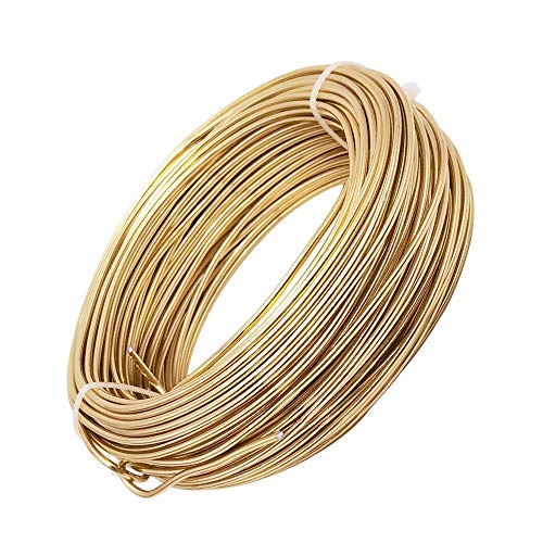 INSPIRELLE 12 Gauge KC Gold Aluminum Craft Wire Bendable Metal Wire | 98 Feet for Jewelry Craft Making - color: KC Gold, size: 12 Guage (2.0mm)