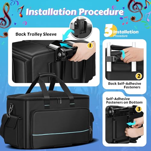 DJ Cable Bag, Rolling DJ Cable Bag with Detachable Trolley & Dividers | Large Capacity Gig Bag with Laptop Compartment, Professional Organizer Bag for Cables, Microphones, and DJ Equipment