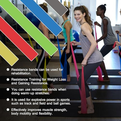 5-Piece Resistance Bands Set, 5.9 ft, Latex-Free for Exercise and Therapy - color: 5 Colour Set, size: 6.9FT