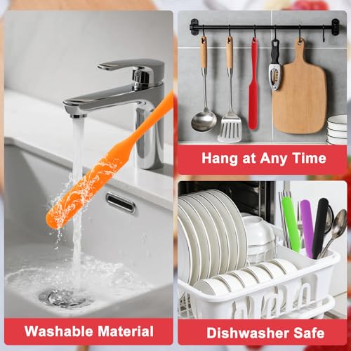 Silicone Jar Spatula 8 pcs Jar Scraper Long Handle Thin Spatula Heat Resistant Cake Cream Spatulas Set Sourdough Stirring Stick Non-Stick Jam Spreader for Kitchen Cake Cream Butter Jam Baking Mixing - color: Style1: 8 PCS