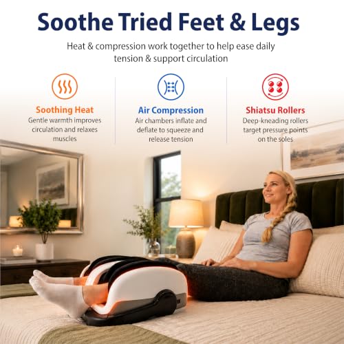 Cloud Massage Shiatsu Foot Massager with Heat, Standard Size, White - color: White