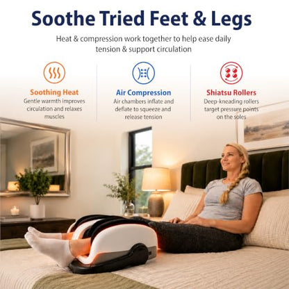 Cloud Massage Shiatsu Foot Massager with Heat, Standard Size, White - color: White