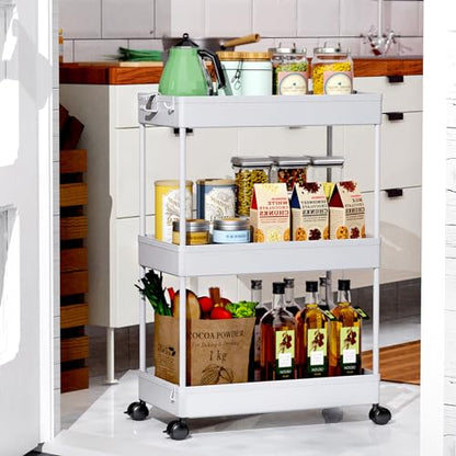 SPACEKEEPER 3 Tier Rolling Cart, Bathroom Cart Organizer with Wheels, Gray - color: Grey, size: 3 Tier
