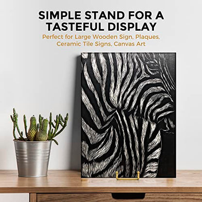 TR-LIFE 8 Inch Large Plate Stands for Display - Metal Plate Holder Display Stand + Frame Holder Stand for Picture, Decorative Plate, Platter, Plaques, Book, Photo Easel Tabletop (Gold 2 Pack) - size: 8 Inch