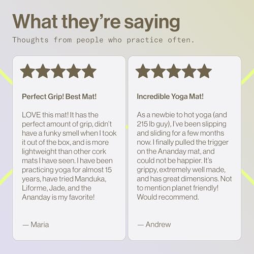 Ananday Premium Cork Yoga Mat - Sustainable, Non-Toxic & PVC-Free, Non-Slip, Perfect for Hot Yoga, Pilates & Exercise - Cushioned for Superior Comfort & Support