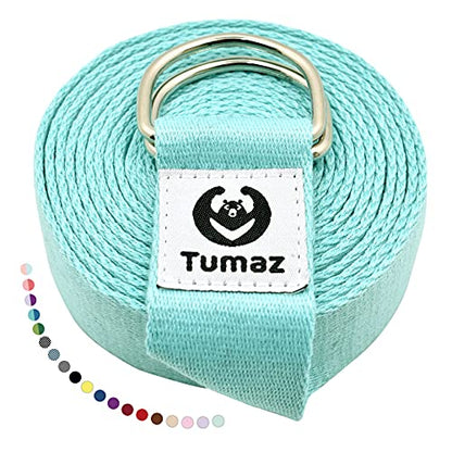 Tumaz Yoga Strap for Stretching with Adjustable D-Ring, 6/8/10 ft - color: 14. Turquoise, size: 6 Feet