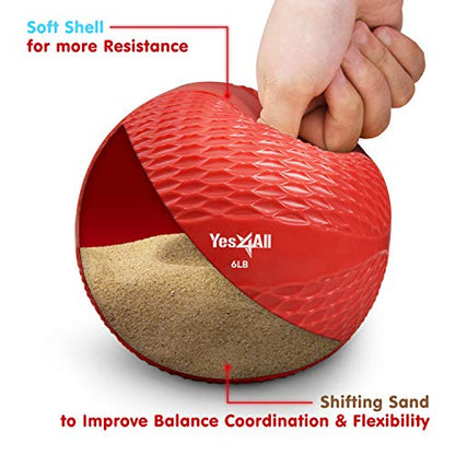 Yes4All Weighted Toning Balls for Exercise, Soft Medicine Balls for Exercise, Pilates, Yoga, Balance, Flexibility, 2-10lbs - color: Red, style: B. Diamond Grip - Knurl