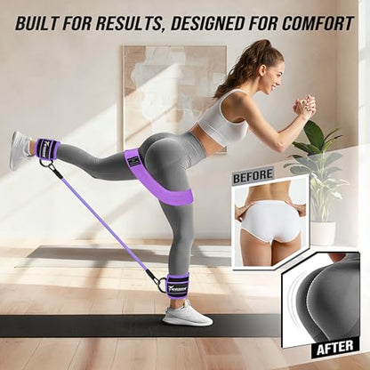 WOQQW Ankle Resistance Bands with Cuffs & Booty Bands Set for Legs & Glutes - color: Purple