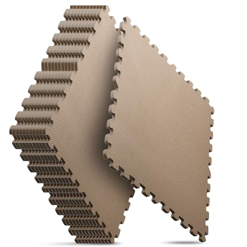 12 Pack 48 sqft Home Gym Mat, Puzzle Exercise Mat, EVA Interlocking Foam Floor Tiles for Home Workout Equipment and Kids' Play Areas - Blue, 24 in x 24 in x ½ in - (Brown, 12 Pack (48 SQ FT)) - color: Brown, size: 12 Pack (48 SF)