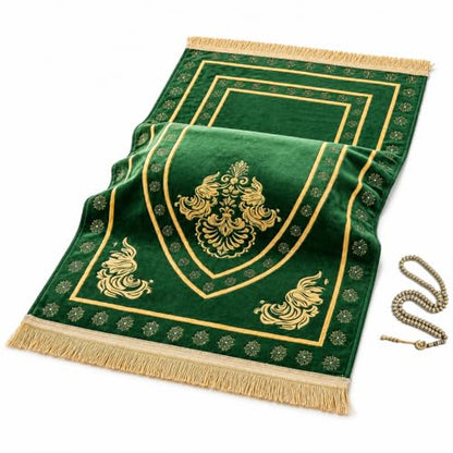 UrmiX Memory Foam Prayer Mat, Knee Support & Quran Reading Rest (Green) - color: Emerald Green
