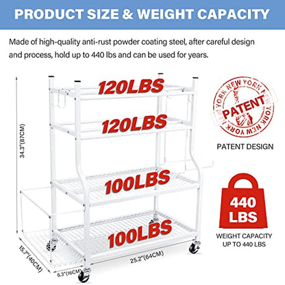 Dumbbell Rack - Weight Rack for Dumbbells, Home Gym Storage Rack for Yoga Mat, Dumbbells and Kettlebells, All in One Workout Equipment Storage with Caster Wheels (Hold Up to 450 Lbs)