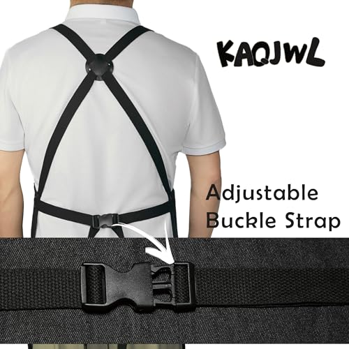Professional Unisex Chef Apron – Cross-Back, Large Pockets, Water-Resistant Cotton Canvas - color: Black Denim