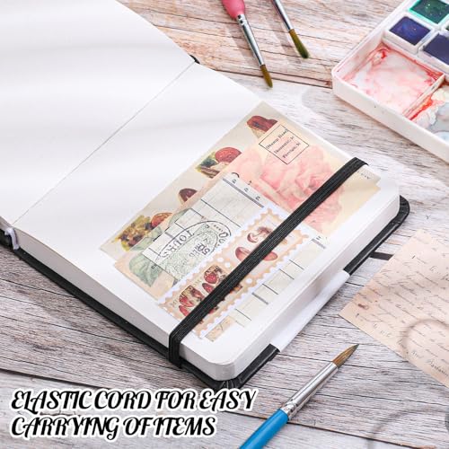 Hardcover Pocket Sketchbook 5 x 5 in, 80 Sheets Small Sketch Book, Black | 160gsm acid-free paper, elastic closure and ribbon bookmark, compact travel size for sketching on the go - color: Black