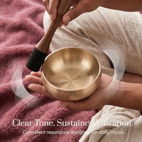 Silent Mind Tibetan Singing Bowl Set – Easy to Play & Beginner Friendly Meditation Bowl with Cushion & Mallet | Stress Relief & Mindfulness | Gift-Ready - color: Plain Textured, size: Without Case