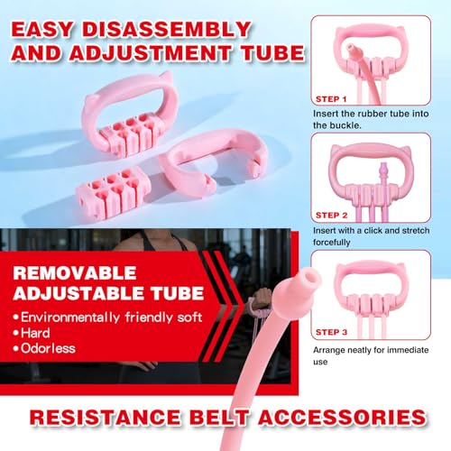 6 Gear Adjustable Resistance Bands, Fitness Resistance Bands Exercise Bands with Comfort Grips, Unisex, for Arms, Chest Extender, Home Workout, Fitness, Pilates - color: Pink