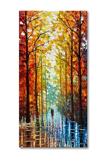 Art Hand-Painted Romantic Landscape Oil Painting Art Large Abstract Vertical Home wall Decorative Art Painting 48x24 Inch - color: Ts19