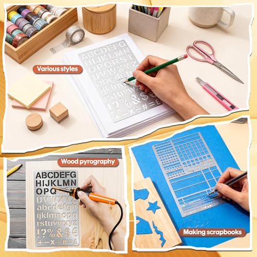2 PCS Metal Stencils Planner Stencil for Bullet Journal Stencils,Bookmark, Planning, Lines, Habit Tracker, Templates, Tiny Letters, Small Number - size: 2PCS Journal Stencils