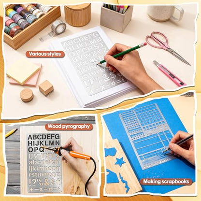 3 PCS Metal Journal Stencils Planner Stencil for Bullet Journal Stencils,Bookmark, Planning, Lines, Habit Tracker, Templates, Tiny Letters, Small Number - size: 3PCS Journal Stencils