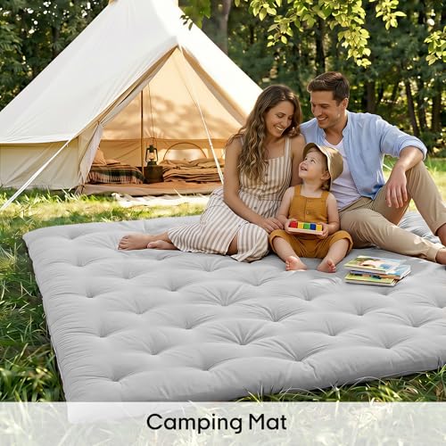 ZonLi Japanese Floor Mattress, 100% Cotton Cover Foldable Futon Mattress - color: Light Grey, size: Twin(75"L x 39"W x 2.5"Th)