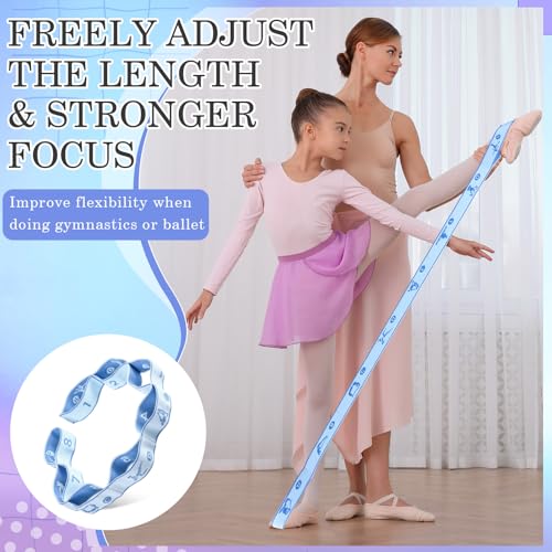 Stretch Strap for Kids Elastic Gymnastic Stretching Ballet Dance Band with 8 Loops Adjustable Exercise Training Resistance Strap for Children Stuff Pilates Latin Yoga Equipment - color: Blue