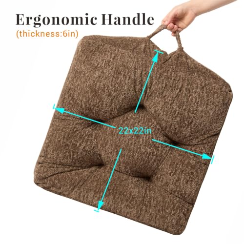 Floor Pillow, Large Meditation Sitting Cushion with Handle - color: Square, Brown