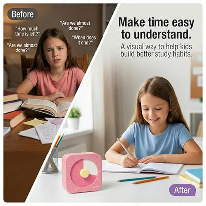 60 Minute Visual Timer for Kids - Premium Countdown Timer with Magnetic Back & Pause Function, Silent Operation for Classroom Teaching Home, Time Management Tool(Batteries Included) (Pink) - color: Pink