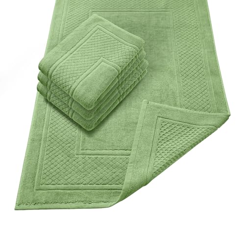 Avalon Towels Sage Green Bath Mat - 100% Cotton Set of 4 Absorbent Bathmat - Bathroom Mats Quick Dry Bath Mats for Bathrooms (22x34 Inches) - color: Sage Green, size: Pack of 4