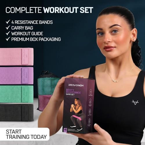 Fabric Resistance Bands for Working Out, 4 Levels Elastic Workout Bands for Women Men, Non-Slip Exercise Bands for Pilates Glutes & Hip Stretching, Gym Booty Loops for Physical Therapy Legs and Thigh
