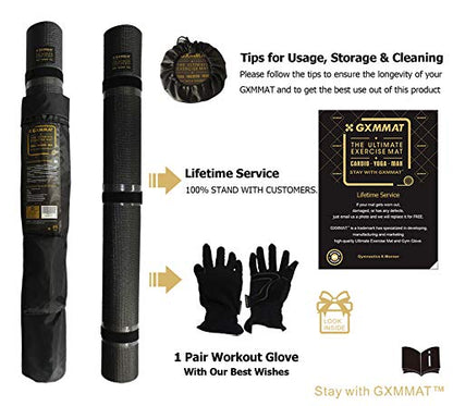 GXMMAT Large Yoga Mat 6'x4'/6'x6'(7mm) & 7'x5'(9mm) - color: Black Real, size: 6*4 FT