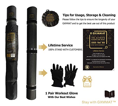 GXMMAT Large Yoga Mat 12'x6'/10'x6'/6'x8'(7mm) - color: Black Real, size: 6*8 FT