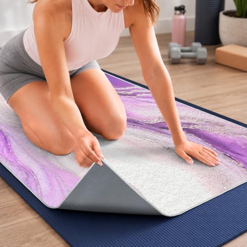 Yoga Mat Towel, Hot Yoga Towel High-Definition Pattern, Machine Washable with Ultra-Absorbent Yoga Towels for Hot Yoga Non Slip for Fitness, Exercise, Pilates, 72 x 27 in, Purple Ripples - color: Purple Ripples